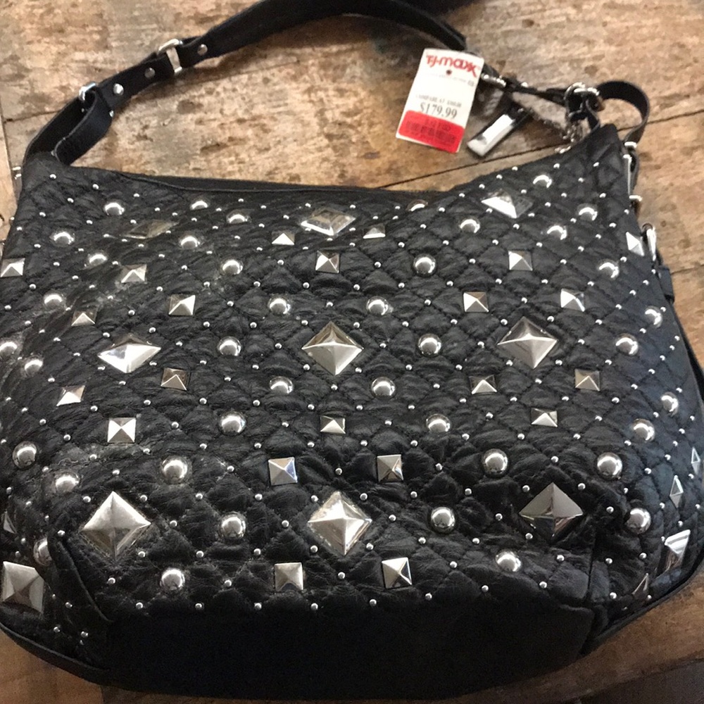 DKNY black studded handbag